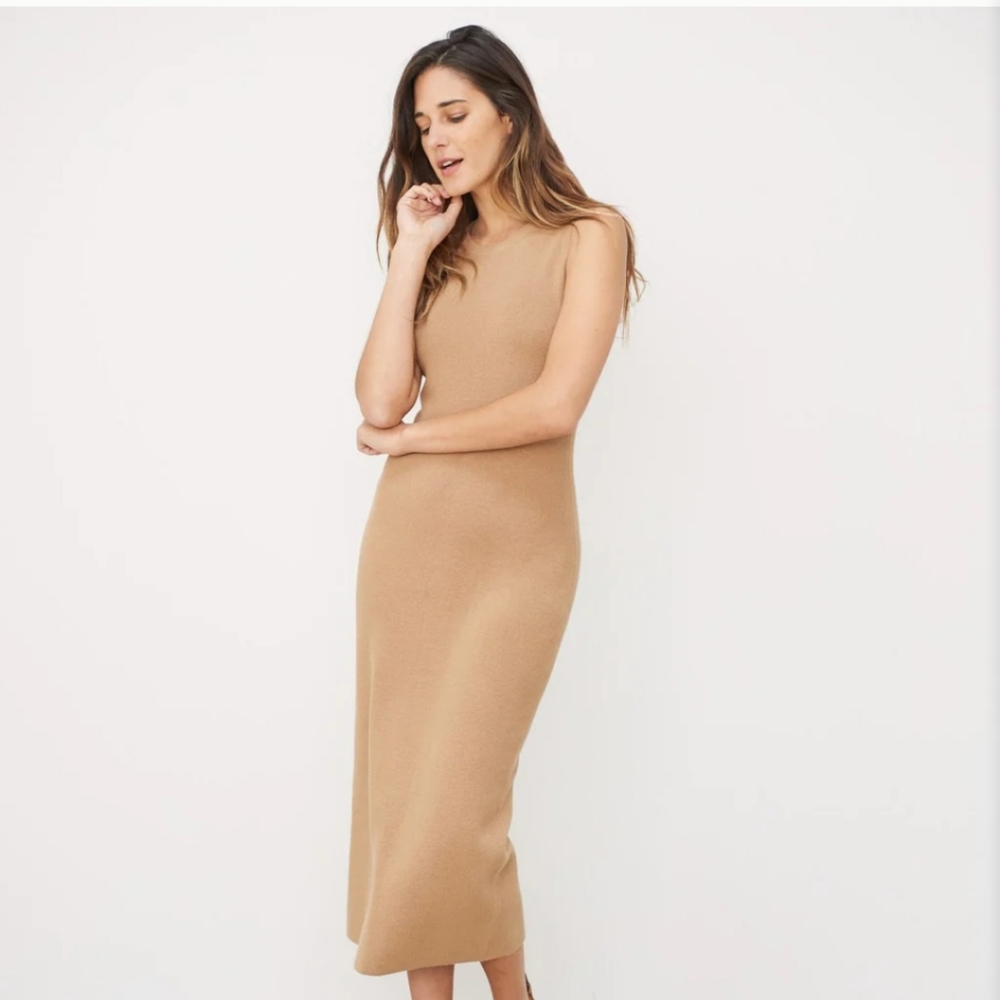 Jenni Kayne Camel Sleeveless Sweater Dress M